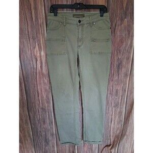 Bit & Bridle Olive Khaki Green Utility Cargo Pocket Straight Leg Pants Sz 10